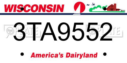 3TA9552 Wisconsin License Plate