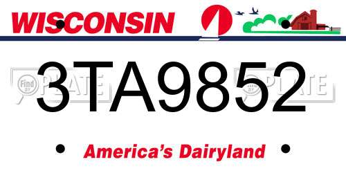 3TA9852 Wisconsin License Plate