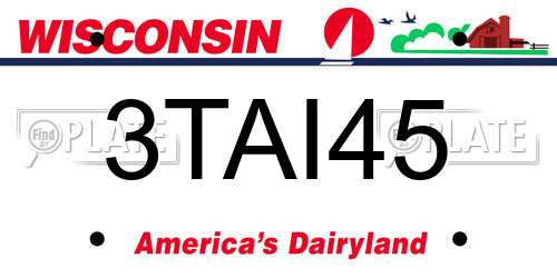 3TAI45 Wisconsin License Plate