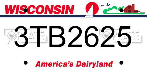 3TB2625 Wisconsin License Plate
