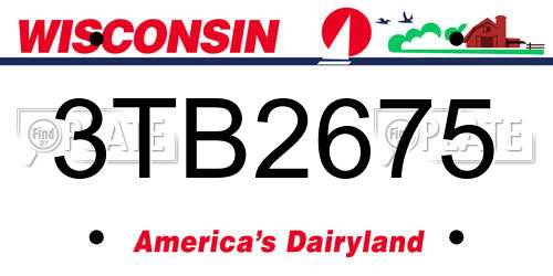 3TB2675 Wisconsin License Plate