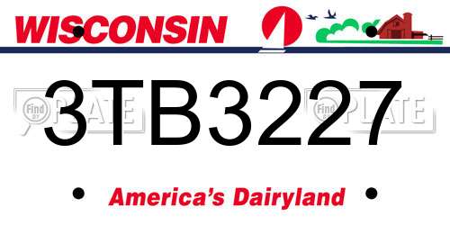 3TB3227 Wisconsin License Plate