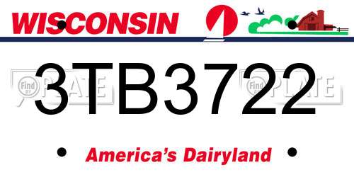 3TB3722 Wisconsin License Plate