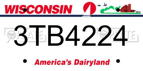 3TB4224 Wisconsin License Plate