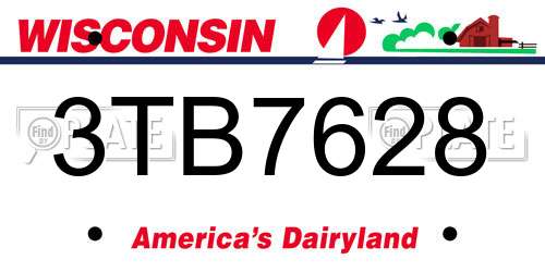 3TB7628 Wisconsin License Plate