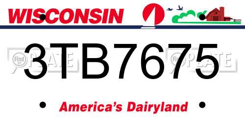 3TB7675 Wisconsin License Plate