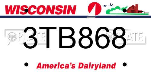 3TB868 Wisconsin License Plate