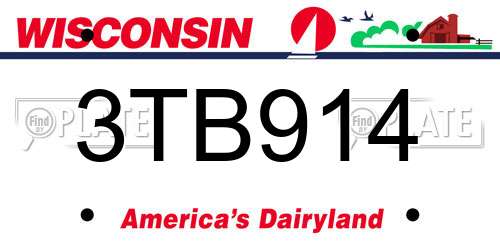 3TB914 Wisconsin License Plate