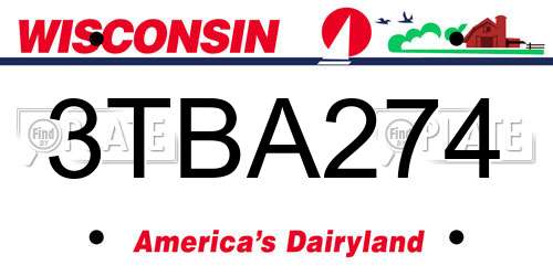 3TBA274 Wisconsin License Plate