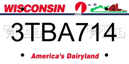 3TBA714 Wisconsin License Plate