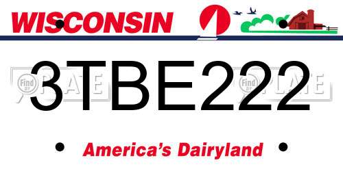 3TBE222 Wisconsin License Plate