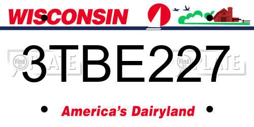 3TBE227 Wisconsin License Plate