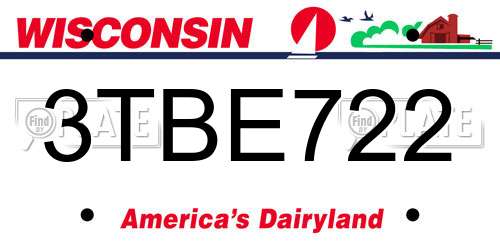 3TBE722 Wisconsin License Plate