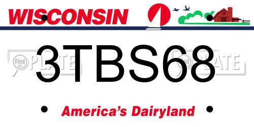 3TBS68 Wisconsin License Plate