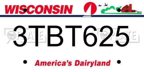 3TBT625 Wisconsin License Plate