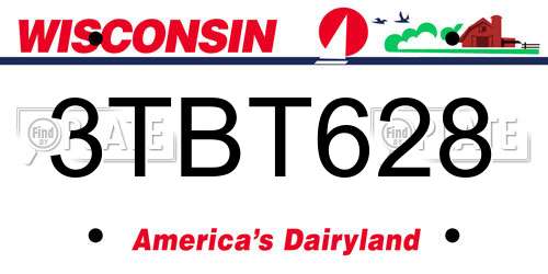 3TBT628 Wisconsin License Plate