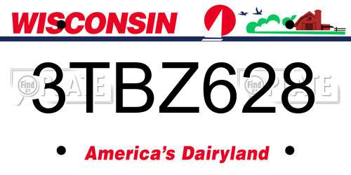 3TBZ628 Wisconsin License Plate