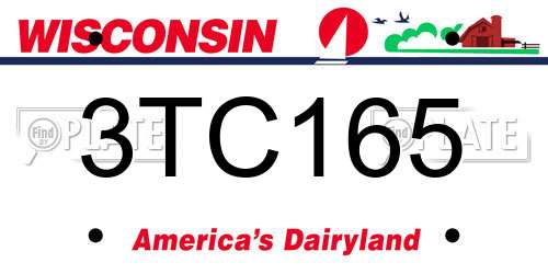 3TC165 Wisconsin License Plate
