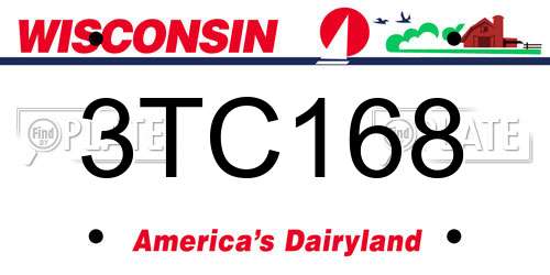 3TC168 Wisconsin License Plate