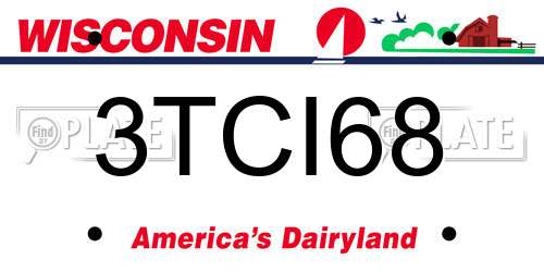 3TCI68 Wisconsin License Plate