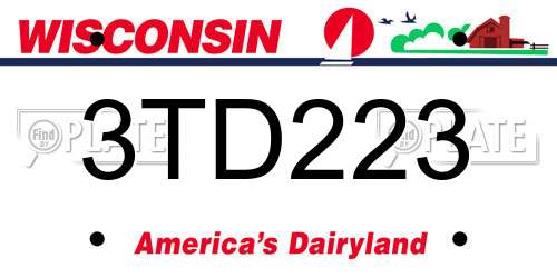 3TD223 Wisconsin License Plate