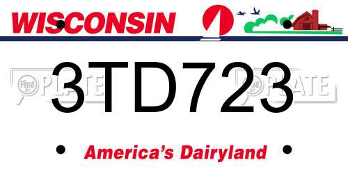 3TD723 Wisconsin License Plate