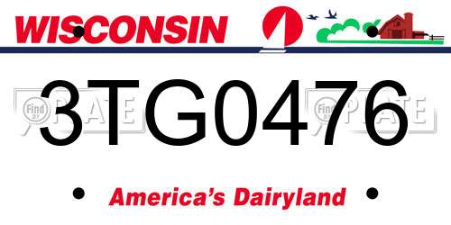 3TG0476 Wisconsin License Plate