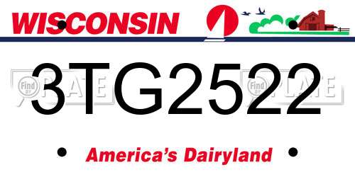 3TG2522 Wisconsin License Plate