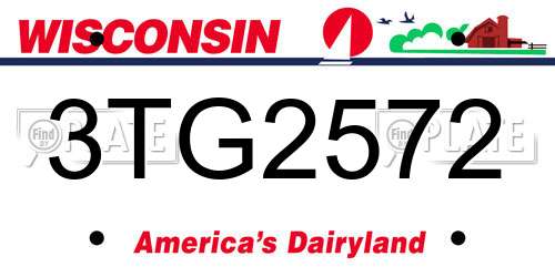 3TG2572 Wisconsin License Plate