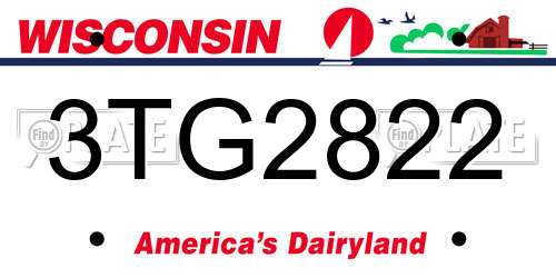3TG2822 Wisconsin License Plate