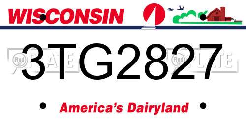 3TG2827 Wisconsin License Plate