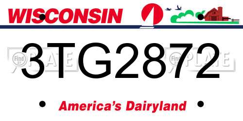 3TG2872 Wisconsin License Plate