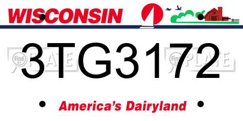 3TG3172 Wisconsin License Plate