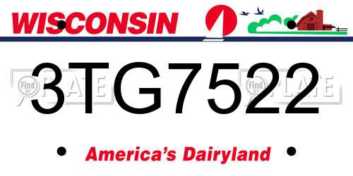 3TG7522 Wisconsin License Plate