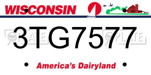 3TG7577 Wisconsin License Plate