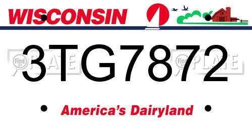 3TG7872 Wisconsin License Plate