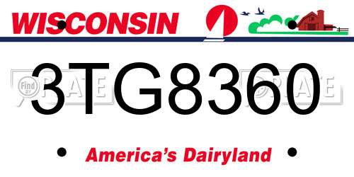 3TG8360 Wisconsin License Plate