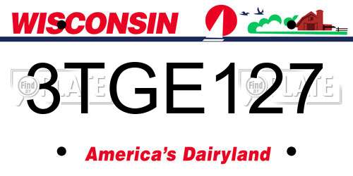 3TGE127 Wisconsin License Plate