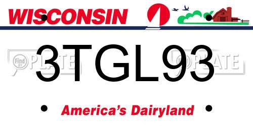 3TGL93 Wisconsin License Plate