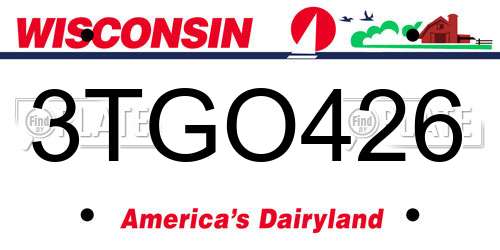 3TGO426 Wisconsin License Plate