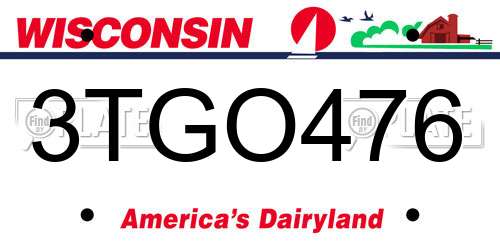 3TGO476 Wisconsin License Plate