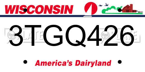 3TGQ426 Wisconsin License Plate