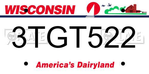 3TGT522 Wisconsin License Plate
