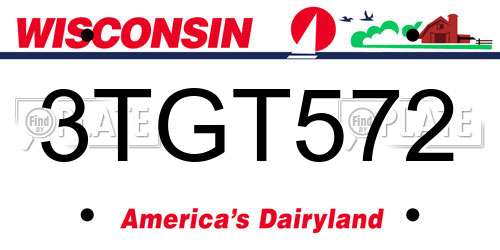 3TGT572 Wisconsin License Plate
