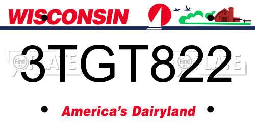 3TGT822 Wisconsin License Plate