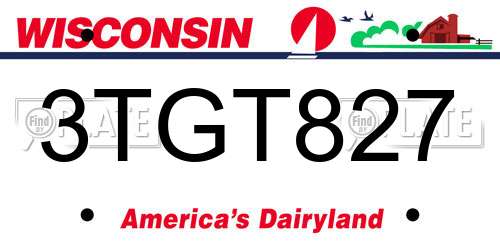 3TGT827 Wisconsin License Plate