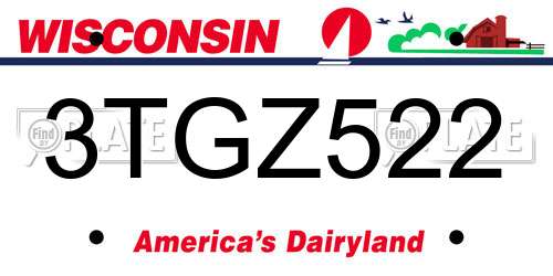 3TGZ522 Wisconsin License Plate