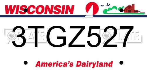 3TGZ527 Wisconsin License Plate