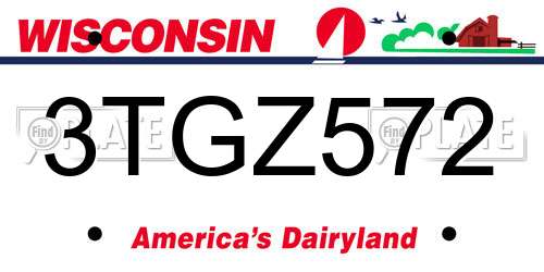 3TGZ572 Wisconsin License Plate