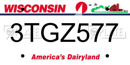 3TGZ577 Wisconsin License Plate